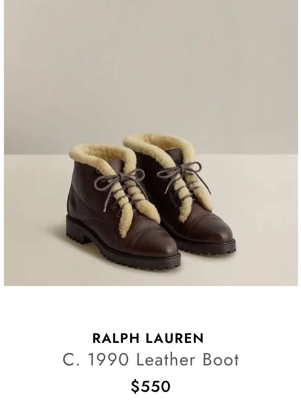 Vintage Ralph Lauren country Leather Boots with Shearling Lining